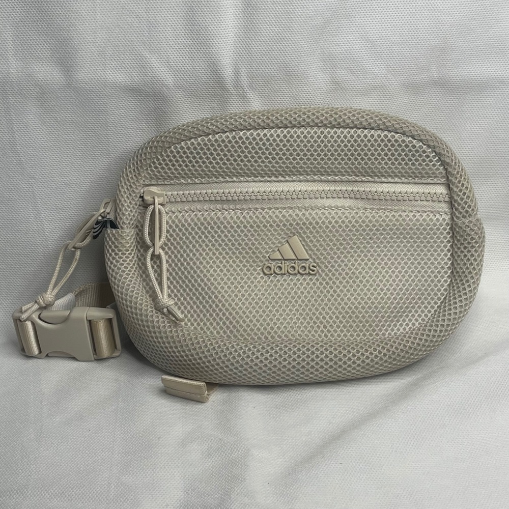 Adidas Airmesh Fannypack Napsack Belt Waist Bag Cream Dual Compartment Zipper